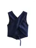 Gilet da donna Gilet avvolto sul retro per le donne Autunno Scollo a V senza maniche Gilet corto monopetto Moda femminile Elegante Lady Crop Top