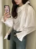 Women's Blouses Alien Kitty French White Shirts Women Lantern Full Sleeve Chic Gentle Sweet Autumn 2023 Work Wear Office Lady Slim Daily