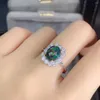 Cluster Rings Elegant Gift For Your Loved Girl Luxury Natural And Real Black Opal Ring 925 Sterling Silver