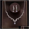 Kopfschmuck Golden Leaf Braut Krone Dreiteiliges Set Rosa Strass Halskette Bankett Party Damen Ohrringe Drop Lieferung Hochzeit, Teil Dhhp7