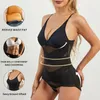 Kvinnors shapers Kvinnor i ett stycke Bodysuits Shapewear Tops Mage Control Body Shaper Spaghetti Strap Camisole Leotards Bodycon Jumpsuit