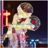 풍선 새 LED LUMINOUS 장미 꽃다발 투명 Bobo Ball Valentines Day 선물 생일 파티 장식 풍선 배달 장난감 DHBHC
