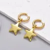 Hoop Earrings Fashion Star Pendant Stainless Steel For Women Pentagram Geometric Gold Silver Color Ear Buckle Jewelry