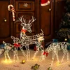 その他のイベントパーティーサプライ3PCS手作りアイアンアートエルクディアクリスマスガーデンの装飾LEDライト光る光るグリッタークリスマスホームアウトドアヤードオーナメント231026