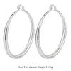 Boucles d'oreilles créoles plaquées argent sterling 925, cercle rond sans fin de 5CM de diamètre, vêtements de fête, cadeaux d'anniversaire et de noël