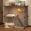 Porte-chats, Cage d'intérieur domestique, très grand espace, chats adultes, chaton, assemblage gratuit, produits pour animaux de compagnie, litière, armoire de Villa de luxe F