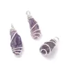 Anhänger Halsketten 50 stücke Natürliche Unregelmäßige Rohstein Amethyst Quarz Kupferdraht Wrap Charms Für Schmuck Machen Zubehör