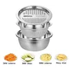 Fruit Vegetable Tools 3 in 1 Slicer Cutter Drain Basket Stainless Steel Julienne Grater Salad Maker Bowl Kitchen Gadgets 231026