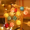 Noel Süslemeleri Led Rattan Ball Light String 6m Kamp Çadırı USB Pil Kutusu Güneş Dış Mekan Su Geçirmez Bahçe Dekorasyonu 231026