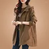 Kvinnors diken Temperament Women Chic Coat 2023 Spring Autumn Loose Female Windbreaker Casual Hooded Ytterkläder Feminin H50