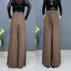 Calças femininas de perna larga 2023 outono inverno casual cintura alta solta oversize moda kpop escritório wear calças mulher clássica