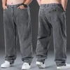 Men's Hoodies Sweatshirts Straight Baggy Jeans Trousers Men Casual Wide Leg Classic Durable Work Wear Gray Denim Pants Big size Clothes Male 2023 231025