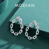 Stud Modian 925 Sterling Silver Stackble Lock Luxury Big Earrings Shining CZ Ear Studs For Women Wedding Engagement Jewelry YQ231026