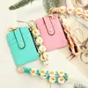 Card Holders Fashion Multifunctional Pattern Bag Pu Leather Coin Purse Women Silicone Bead Bangle Keychain