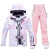 Trajes de esquí Carta de moda Mujeres Traje de esquí Invierno A prueba de viento Chaqueta de snowboard impermeable Pantalones Ropa para caminar en la nieve Traje de nieve femenino 231025