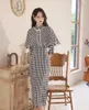 Abbigliamento etnico Primavera retrò manica a sette punti Qipao con collo a scialle alla coreana Abito da donna cinese cheongsam di lana stampato pied de poule