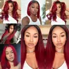 Syntetiskt S 1Bred Straight Hair Bundles Black to Red Human 134 PCS ombre Two Tone 1BBug Precolored 231025