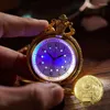 Pocket Watches Luminous Flip Style Retro Locomotive Digital Literal Watch For The Elderly Friends And Loved Ones