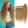 Cheveux humains en vrac synthétiques faux s Afro crépus bouclés paquets avec Clre Ombre doré 30 pouces doux Super longue vague armure 231025