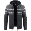 Autumn And Winter Men's Casual Cardigan Zipper Sweater Plush Thickened Jacket Sweater Hooded