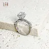 Anel de casamento de ouro fábrica personalizado fino real 18k sólido para mulheres moda romântica anel de moissanite anel de noivado redondo ouro branco