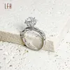 Bague de mariage en or personnalisé en usine, fine, solide, solide 18 carats, pour femmes, mode romantique, bague de fiançailles en Moissanite, ronde, en or blanc