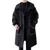 يمتزج الرجال على النمط الكوري للرجال معطف الخندق من المألوف شارع عارض طويل السترات الطويلة جيب كبير الجودة ملابس العلامة التجارية عالية الجودة 231026