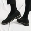 2024 Spring and Autumn New Loafers Men Shoes Imitation Suede Solid Color Metal Buckle Decoration Simple and Comfortable Outdoor Casual Shoes