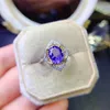 Bagues de cluster Tanzaite JewelryFashion 925 Bague en argent pour la fête 2ct 7mm 9mm VVS Grade Naturel Tanzanite Femme Véritable cadeau