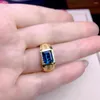 Cluster-Ringe aus 925er-Sterlingsilber für Damen, ganz natürlicher Londoner Blautopas, Ringfarbe, superhell, Verlobungsgeschenk, Boutique