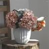 Decorative Flowers Retro Autumn Hydrangea Bouquet Artificial DIY Wedding Floral Room Home Decoration Arrangement Party Supplies Po Props