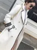 Women's Wool Blends UCXQ White Woolen Overcoat Women Mid-length Wool Jacket Autumn Thicken Slim Black Double-breasted Outerwear Trench Coat 231026