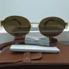 Lunettes de soleil de luxe de marque de mode pour hommes et femmes, bord doré ovale UV400, paquet de sac marron gratuit