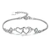 Podwójne serce sznurka Bransoletka Białe kryształowe bransoletki bransoletki dla kobiet srebrne kolorowe biżuterię bileleklik pulseira246k