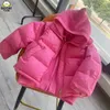 Para baixo casaco grosso jaqueta meninas inverno curto 2 pçs camisola de algodão acolchoado crianças roupas com capuz 2023 rosa amarelo solto outerwear xmp580