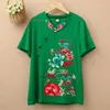 Ethnische Kleidung 2023 Chinesisches traditionelles Hemd Nationale Blumenstickerei V-Ausschnitt Orientalische Vintage Hanfu Top Tang-Anzug T-Shirt