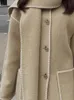 Mélanges de laine pour femmes DEAT mode femmes manteau en laine contrat couleur écharpe glands lâche simple boutonnage poches manteaux hiver 7AB2009 231025