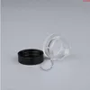 100pcs/lot 5g plastik boş krem ​​kavanoz 1/6oz siyah kapak fial küçük taşınabilir kap doldurulabilir göz farı pot numune ambalajlık