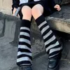 Женские носки, женские полосатые длинные вязаные леггинсы в стиле готической Лолиты, японские сладости, зимние каваи, до щиколотки