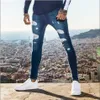 Ebaihui estiramento rasgado calças dos homens cor sólida jean nova moda magro lápis calças sexy casual buraco rasgado design streetwear jeans 1227l