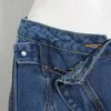 Damen-Jeans, Niche-Designer-Hose, 2023, asymmetrisch, schräg vorne, mehrzeilig, geteilte Nahtstruktur, geschnittene Beinlänge