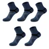Men's Socks Low Cut Anti Slip Sports Basketball Sweat Absorbing Breathable Mid Length Stocking Thickened Running 5 Pairs