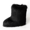 Boots Winter matte boots women's fur shoes fluffy snow plush lining sliding rubber flat outdoor bow tie warm shoelaces 231026