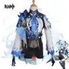 Eula Lawrence Cosplay Genshin Impact Wig Mundur Wave Flower Knight Funny Costume Glove Biżuteria Halloween karnawał