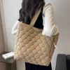 Evening Bags Quilted Women Handbags Large Capacity Winter Shoulder Bag Fashion Cloud Cotton Padded Elegant Ruched Tote Soft for Vacation 231026