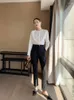 Women's Blouses Long Sleeve White Pleated Shirt For Spring Summer 2023 Office Lady Slimming Fashion Design Tops Underwear XS To XL