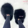 Slippers Woo Spikes Luxury Fur Slippers Women Round Toe Mongolian Fur Slides Woman Shoes Women Flat Half Slippers 231026