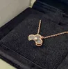 2023 Luxury quality charm pendant necklace with grey color and sparkly diamond in 18k rose gold plated have stamp box PS4760A