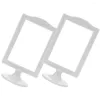Cadres 2 pcs PO Table de cadre double face intérieure pour bureau vertical photo debout blanc