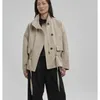 Trench da donna Giacca corta Autunno da lavoro Vento con coulisse Design Senso del cappotto Retro Semplice Tempo libero Versatile